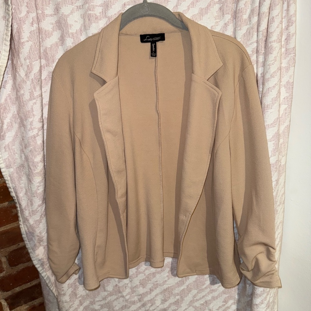 Tan Blazer with Ruched Sleeves
